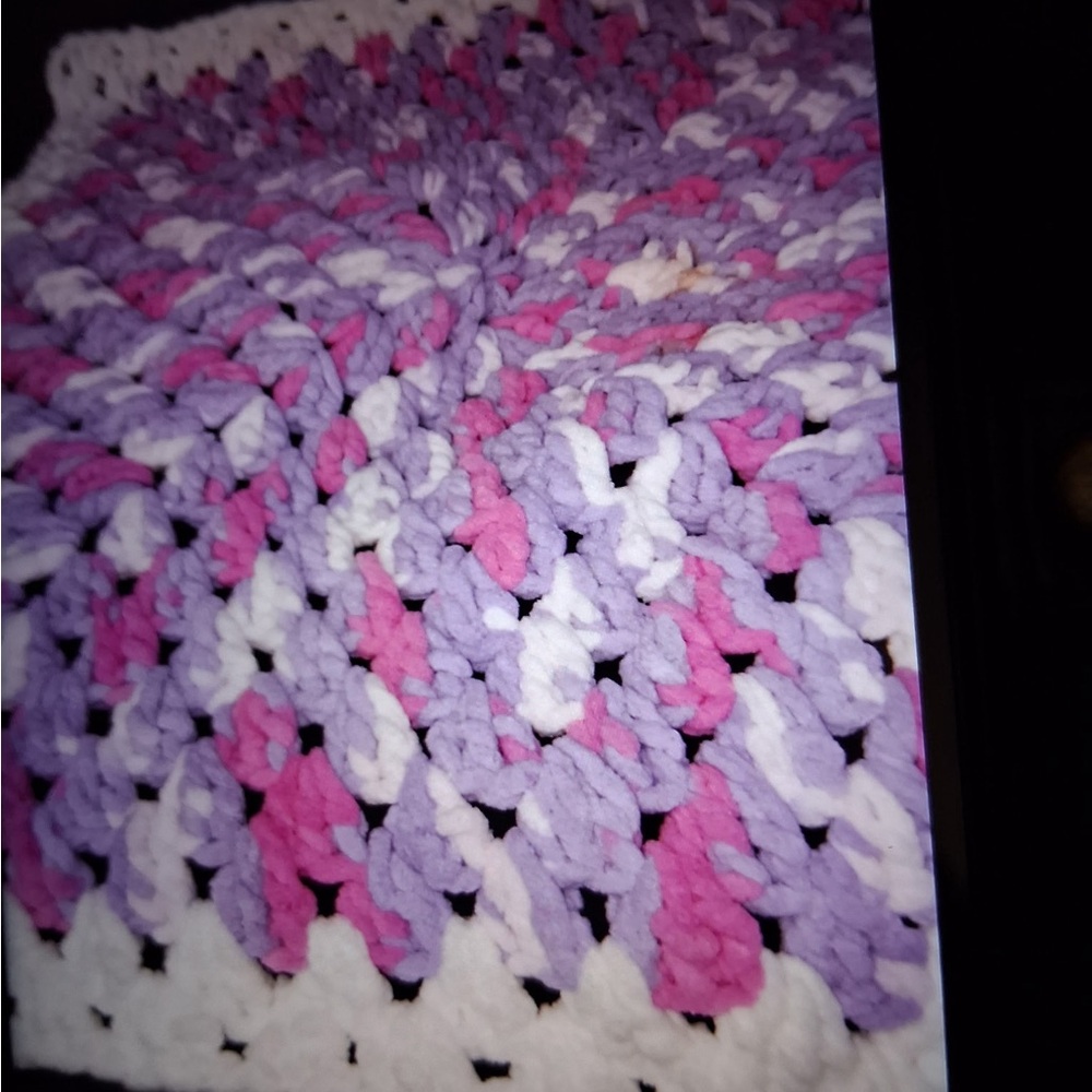 Handmade Pink and Purple Crochet Blanket